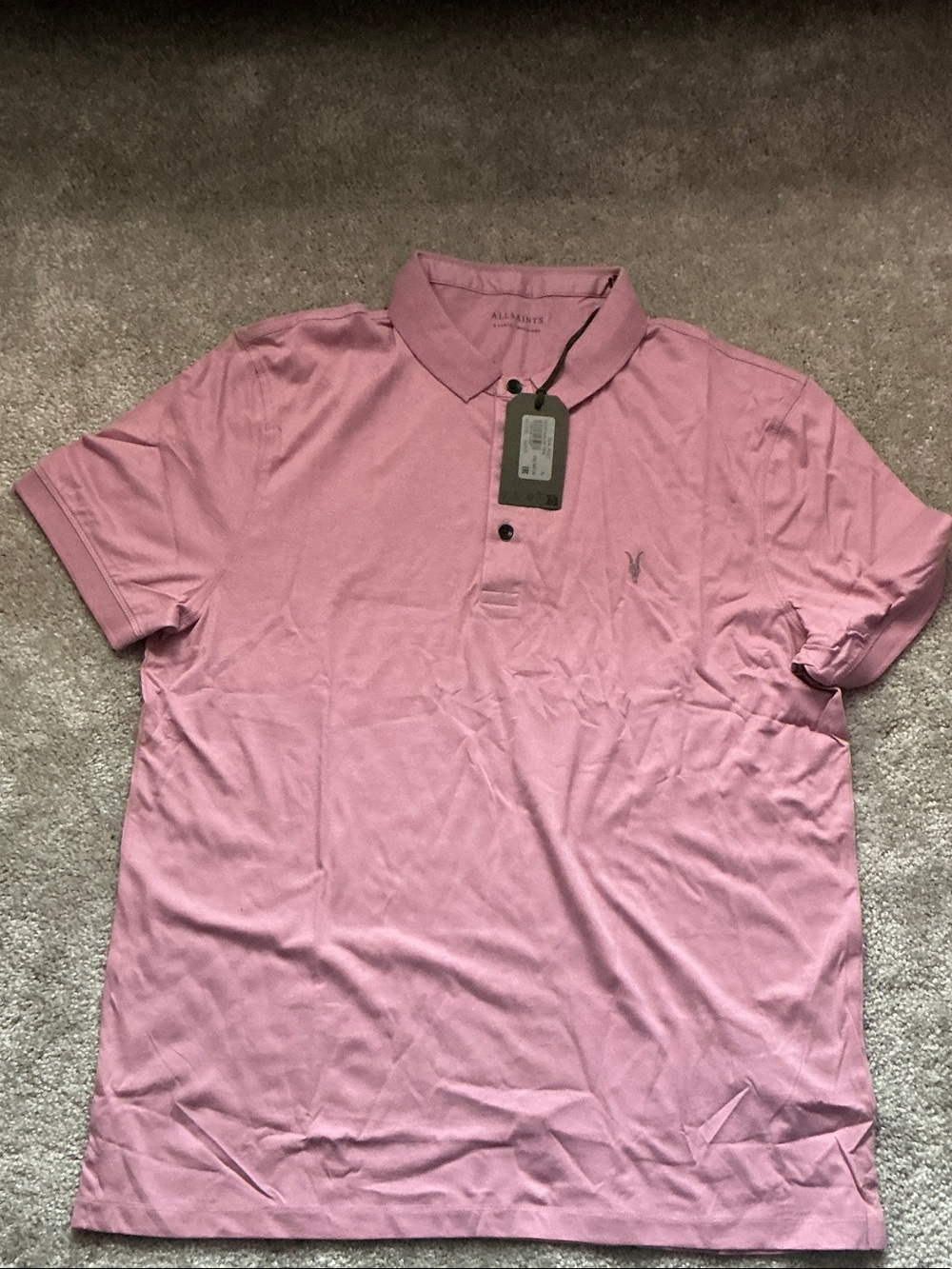 All Saints Men’s Dusty Pink Polo Shirt